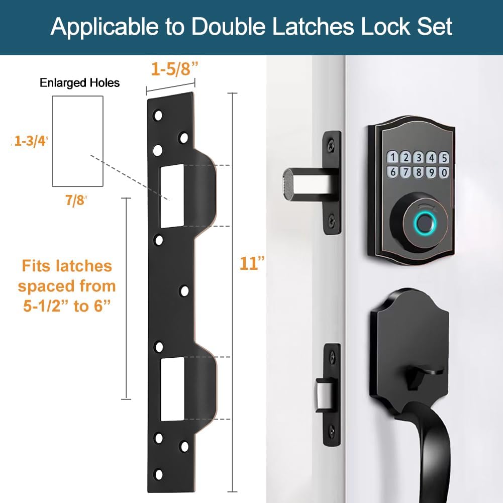 Door Strike Plate Double Opening with Reinforced Torx Screws & Bit | Oil Rubbed Bronze, Heavy-Duty Hardened Steel