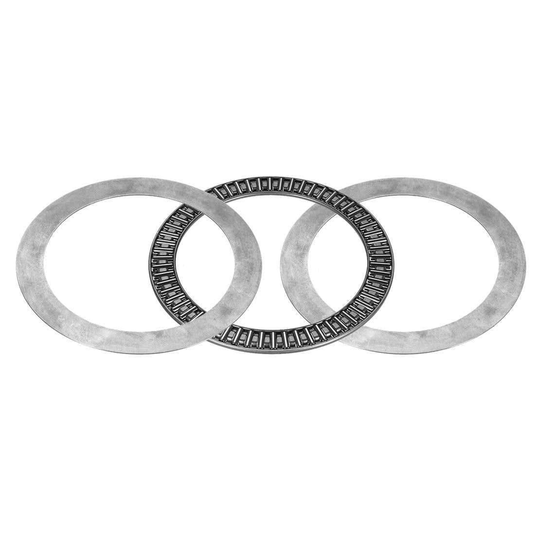 uxcell AXK120155 Needle Roller Thrust Bearings with 2 Washers, 120mm Inner Diameter, 155mm OD 4mm Width Chrome Steel