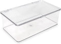 Medium Stackable Organizer Bin (10.75”x6.5”x3.7”) w/ Hinged Lid, Clear Storage Box, Home, Office, School, Fridge