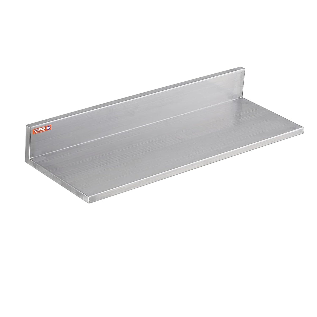 8.6" x 24" -2Pack Stainless Steel Shelf, Wall Mounted Floating Shelving with Backsplash, 44 lbs Load Capacity