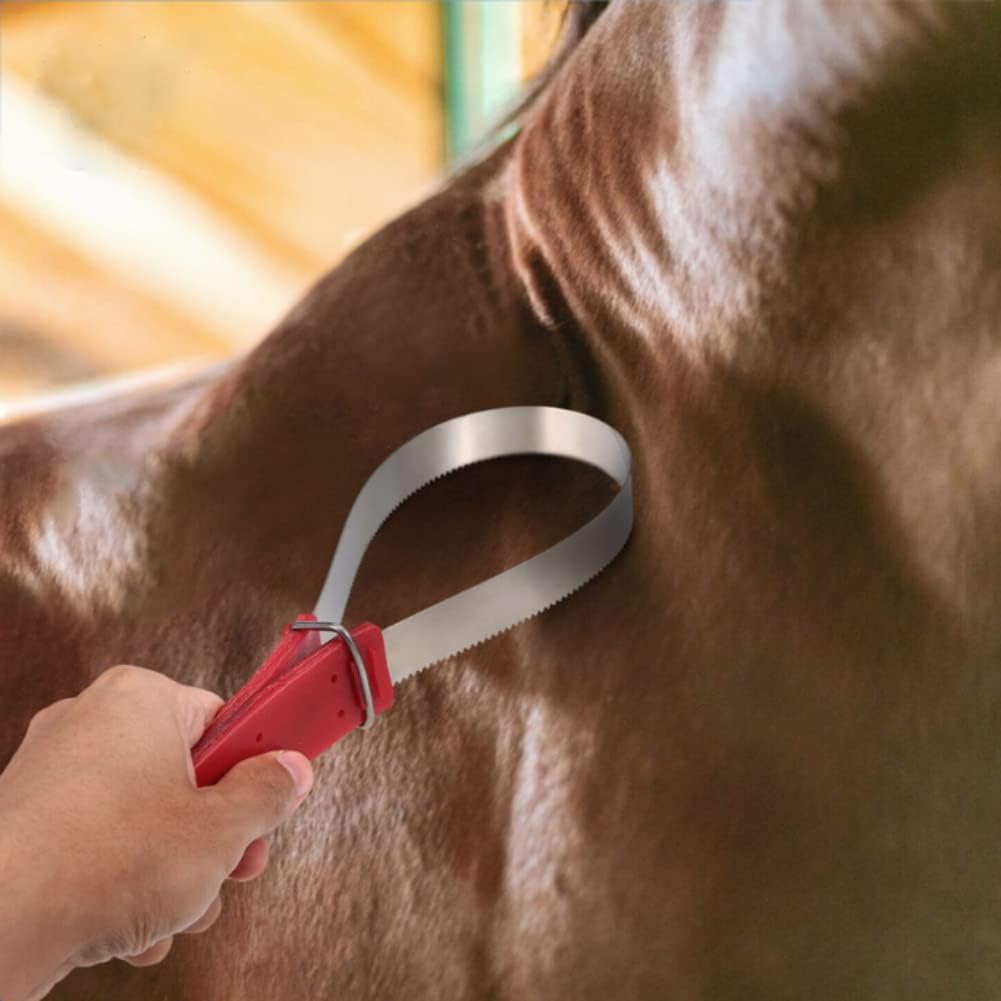 Horse Shedder Scraper Stainless Steel Horse Sweat Scraper Metal Animal Equine Sweat Scraper Shedder Horse Grooming
