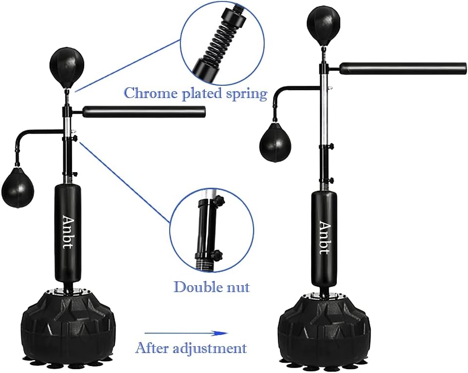 Boxing Speed Trainer Punching Bag Spinning Bar Adjustable Height Free Standing Stable Base