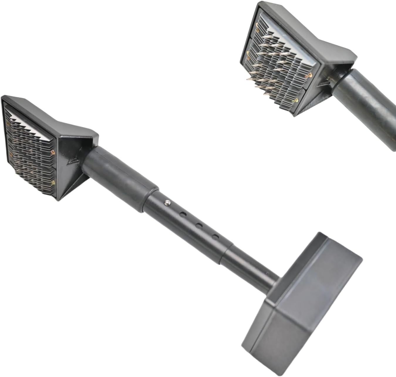 All Metal Carpet Knee Kicker with Extendable Handle and Soft Padding, Carpet Stretching Tool (Black)