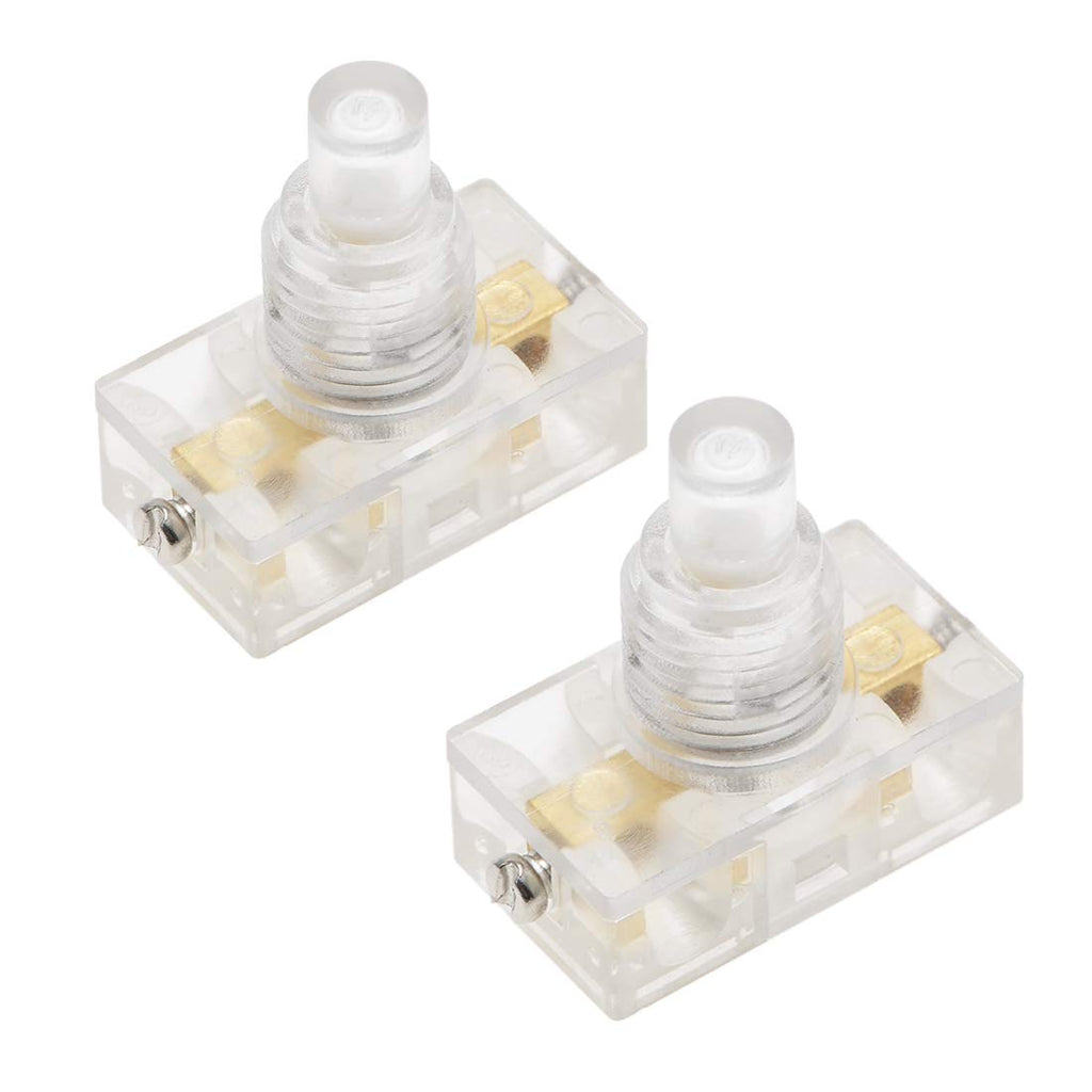 Inline Foot Pedal Push Button Switch, UFO Type Lamp Lighting Foot Control Latching ON/Off Footswitch Transparent 2 Pcs