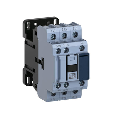 WEG Electric 3-Pole Contactor, 38A UL Motor Switching, 24VDC Magnetic Coil, 1NO 1NC Auxiliary Contact, Screw Termination, CWB38-11-30C03