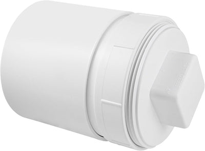 4-Inch PVC Sewer Cleanout Adapter, Hub Connection for Drain Pipe