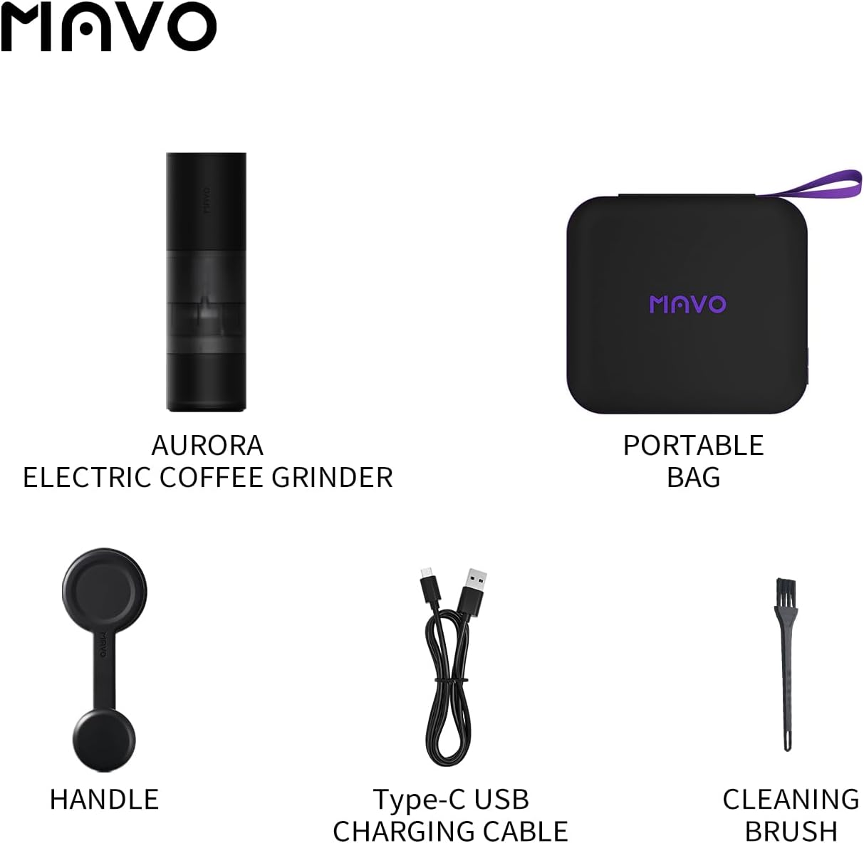 AURORA Portable Electric Coffee Grinder, Rechargeable Burr Coffee Grinder 140 Precise Settings for Espresso to French