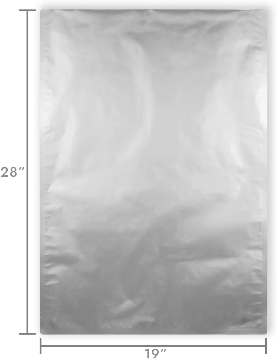 : 5 Gallon Genuine Mylar Bags (19" x 28”) - 2000cc + 500cc High Capacity Oxygen Absorber - Rounded Corners - Heat