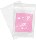 500 Pcs- 8" x 10" Reclosable Plastic Zip Poly Bags