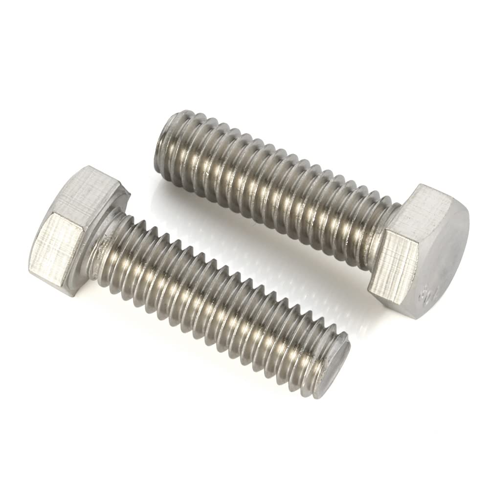 1/4-20 x 2 Hex Head Cap Screws Hexagon Bolts, External Hex Drive, Stainless Steel 304, UNC Coarse Thread Fully Threaded, Quantity 25