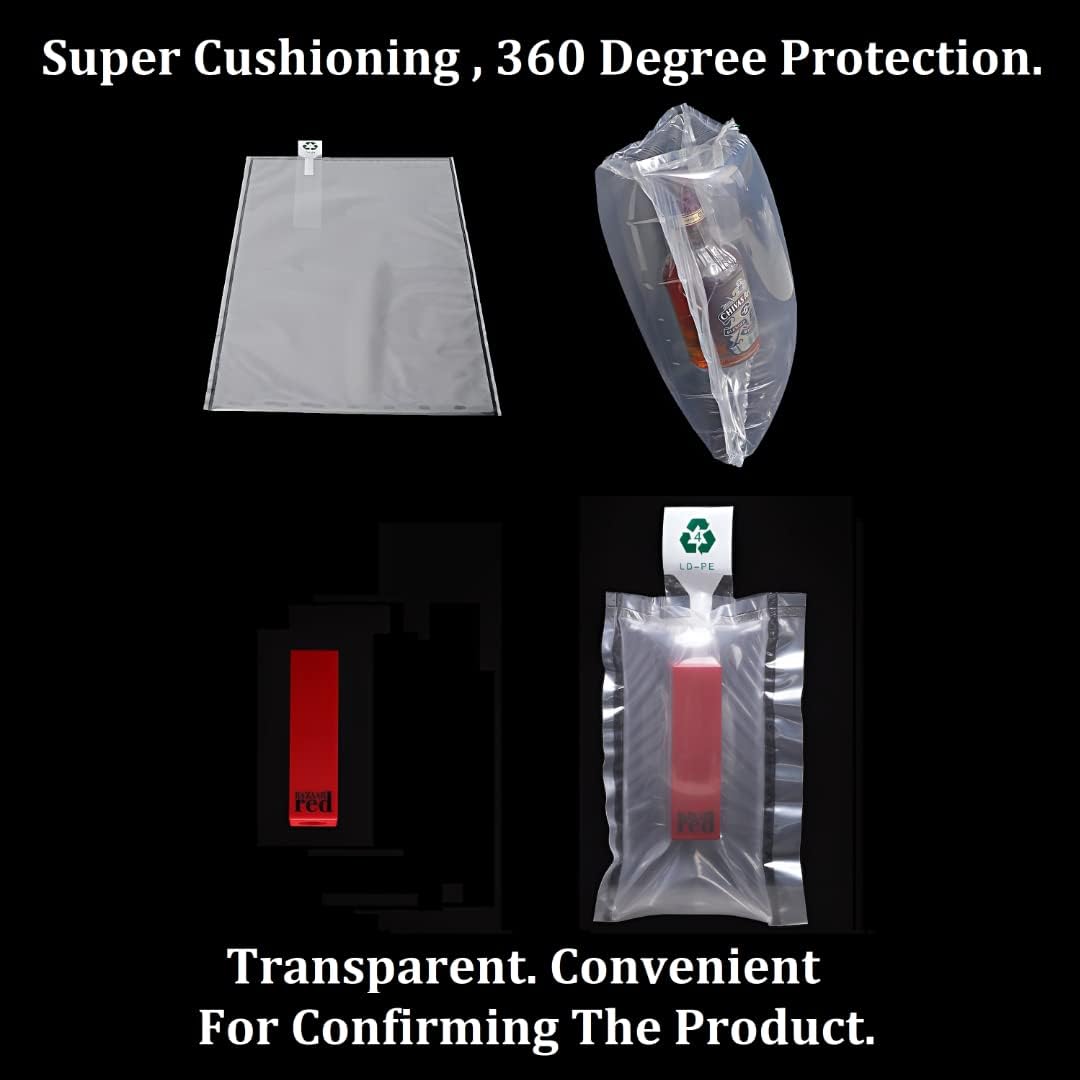 (100 Pack + Free Pump ) BZQZDAI 3.9x9.8inch Clear Plastic Inflatable Air Packaging Bags Air Bubble Bag Suspension