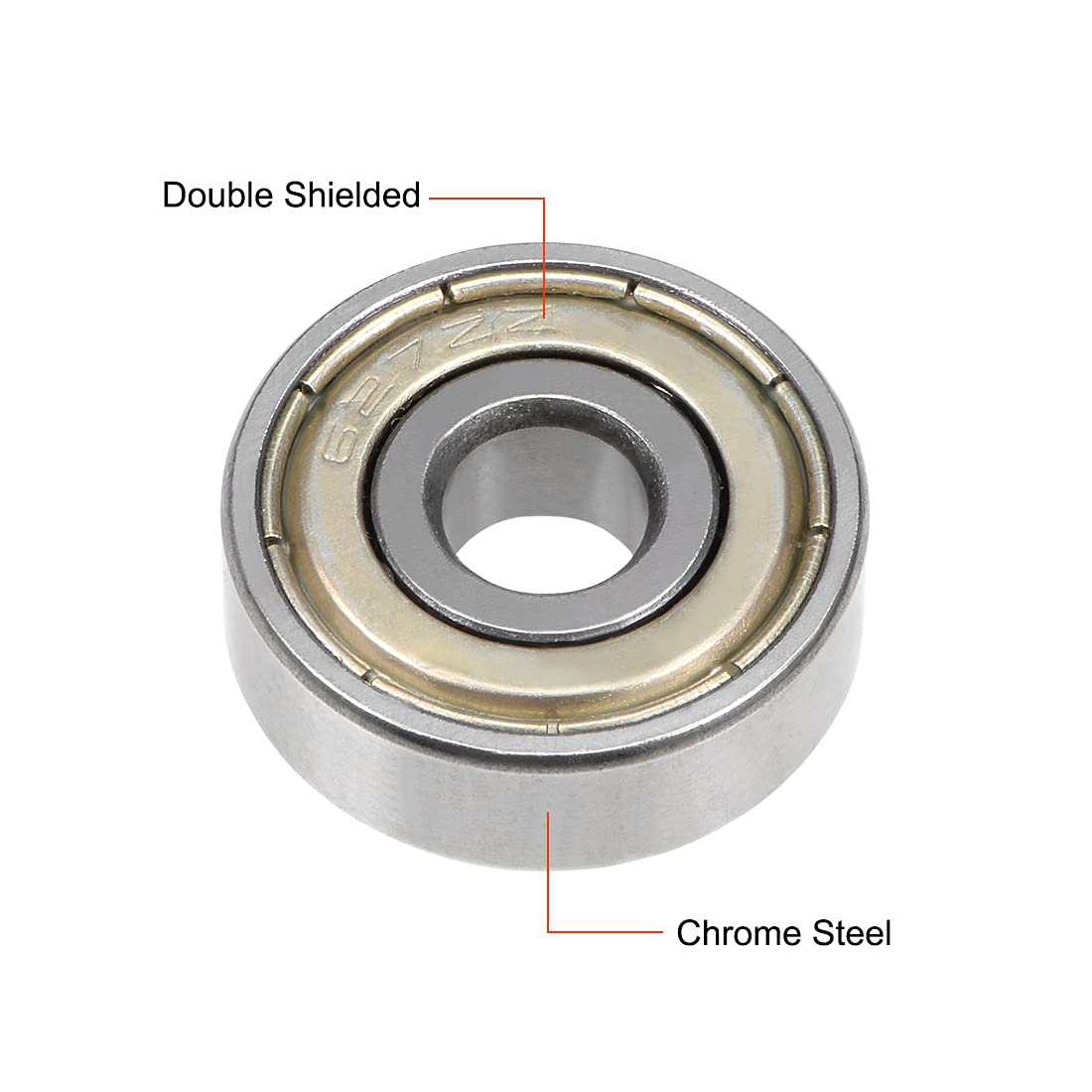 uxcell 627ZZ Deep Groove Ball Bearing 7x22x7mm Double Shielded Chrome Steel Bearings 2-Pack
