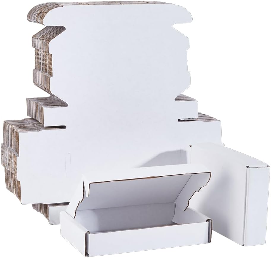 50 Pack White Small Shipping Boxes 5.1x3.3x1 inch Corrugated Cardboard Mailer Boxes Bulk Rectangle Kraft Paper Mailer