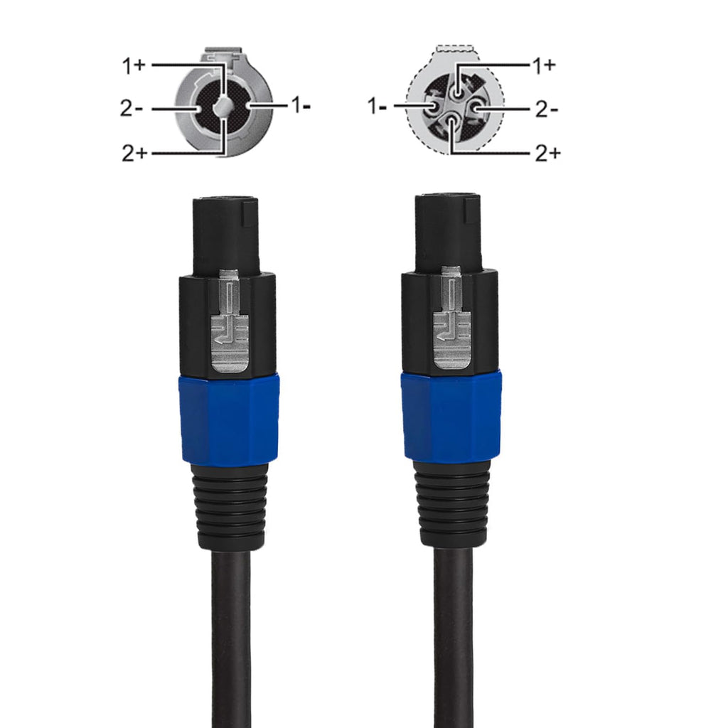 Professional 2-Pack 25 Feet 12 Gauge Speakon to Speakon Cables | Heavy duty, oxygen-free copper, low resistance, no