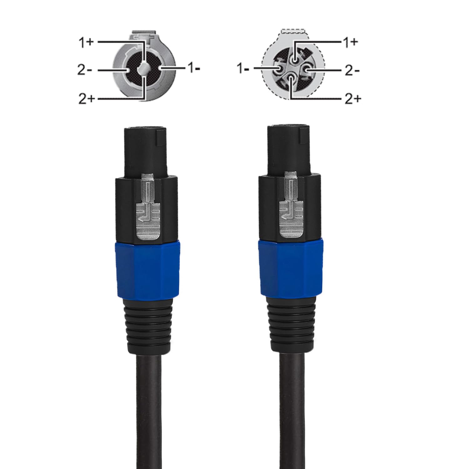 Professional 2-Pack 25 Feet 12 Gauge Speakon to Speakon Cables | Heavy duty, oxygen-free copper, low resistance, no