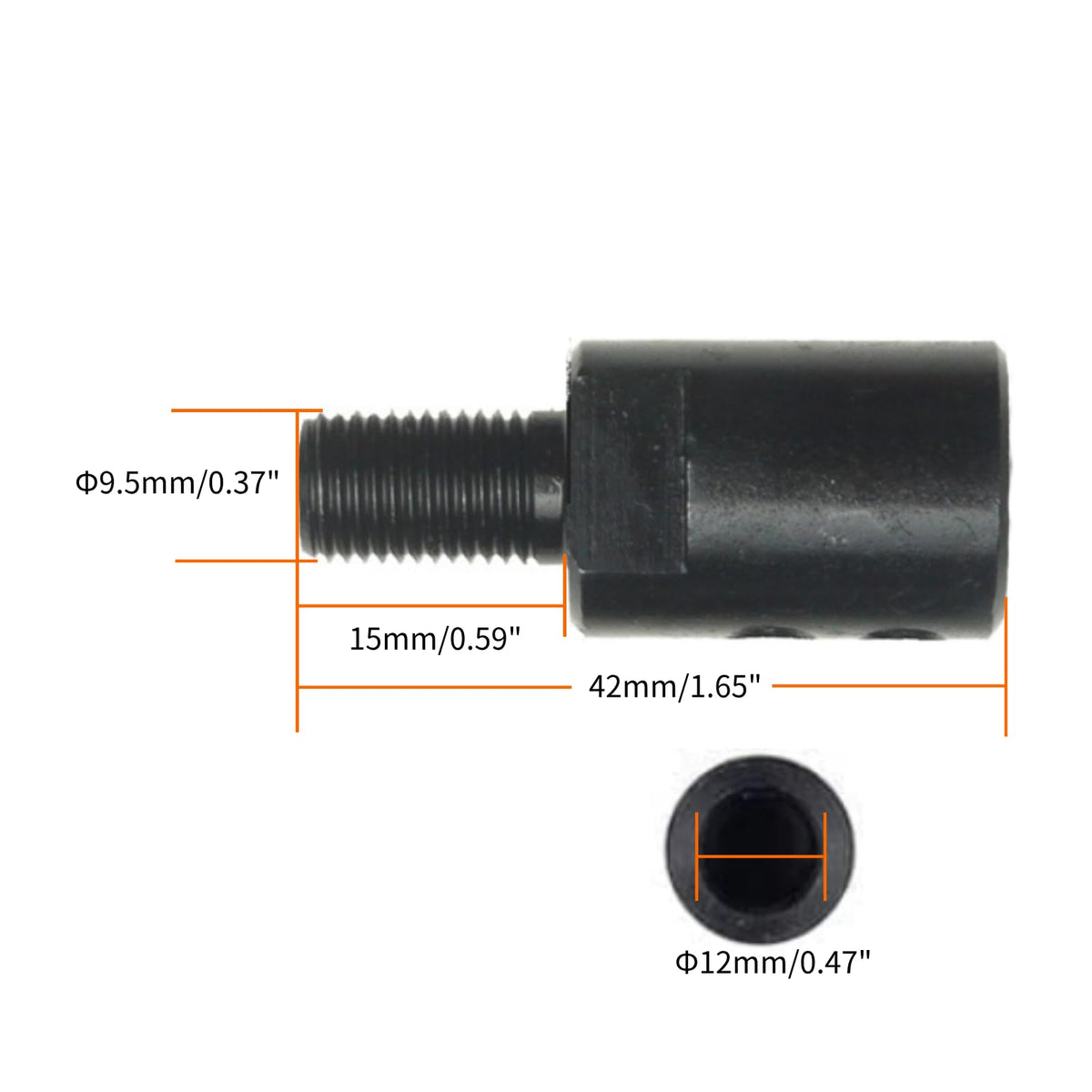 CHANCS 3/8-24UNF Threaded Connecting Rod Inner Diameter 12mm Miniature Drill Chuck Accessories