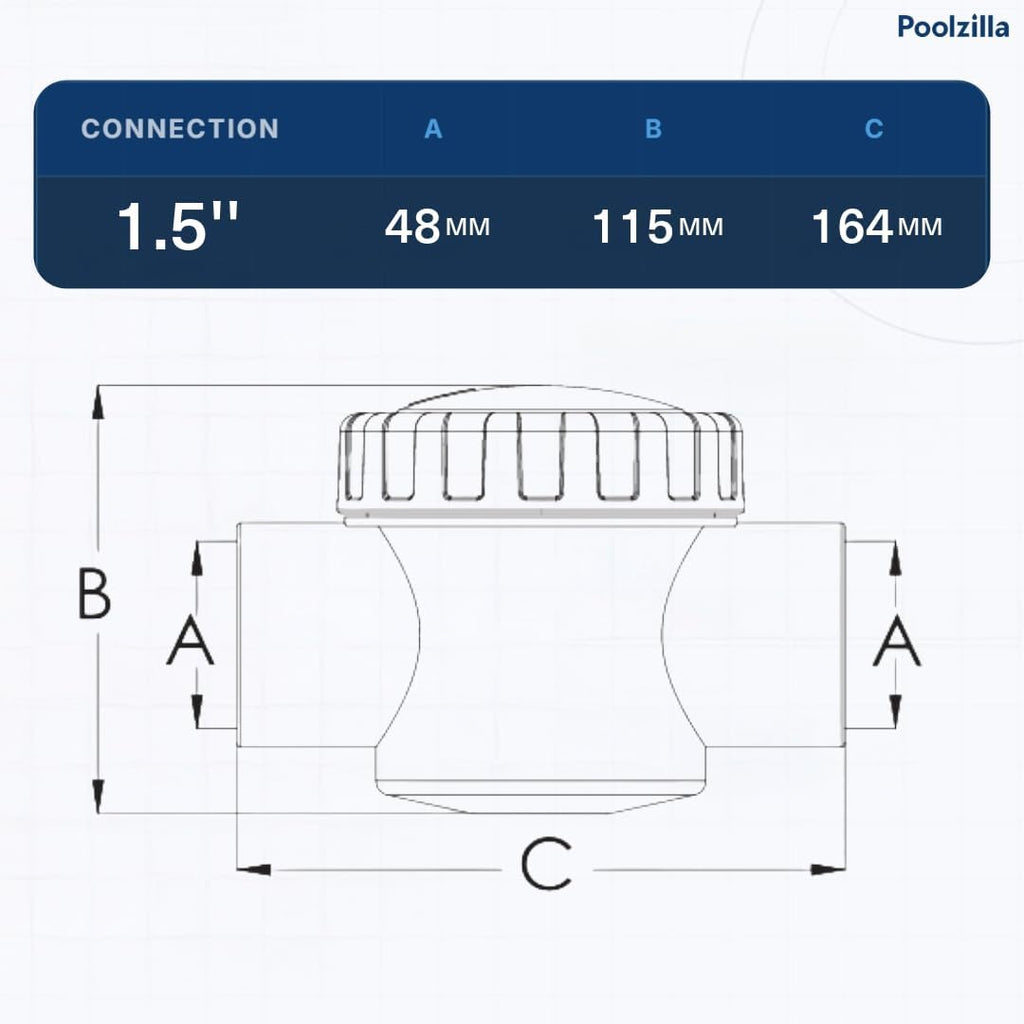 Poolzilla 1.5’’ Check Valve, Slip 1-Way Water Valve for Pool/Spa Fittings