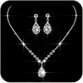 Silver Rhinestone Jewelry Set Wedding Necklace Earrings for Women