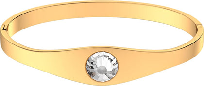 14K Gold Plated Stainless Steel Oval Bangle Bracelets for Women - 5 Styles Available S/M/L