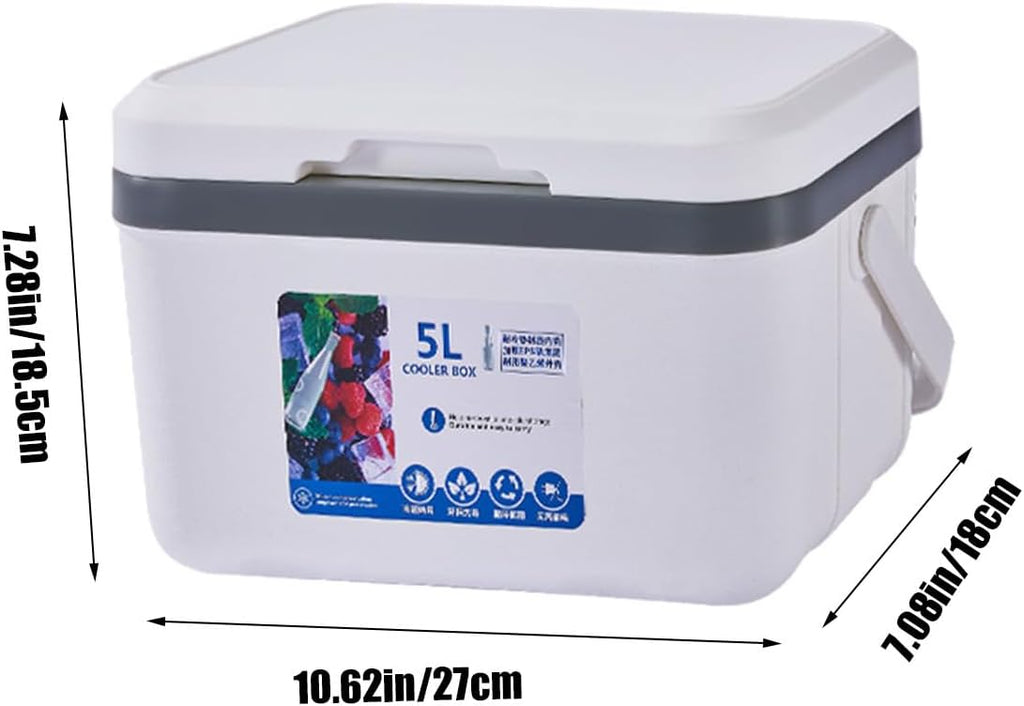 Portable Camping Cooler with Handle 5L Ice Cooler Small Hard Travel Coolers | Leak-Proof Outdoor Ice Chest Keeps Ice
