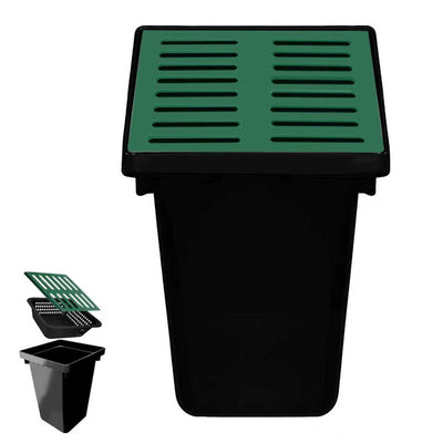 18x18x24 in Catch Basin for Drainage with Composite Resin Grate,Catch Basin with Debris Basket, French Drain Kit