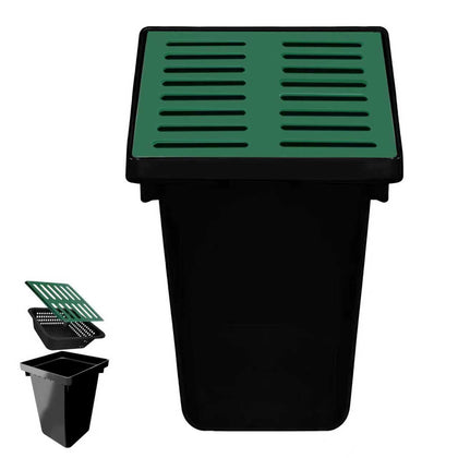 18x18x24 in Catch Basin for Drainage with Composite Resin Grate,Catch Basin with Debris Basket, French Drain Kit
