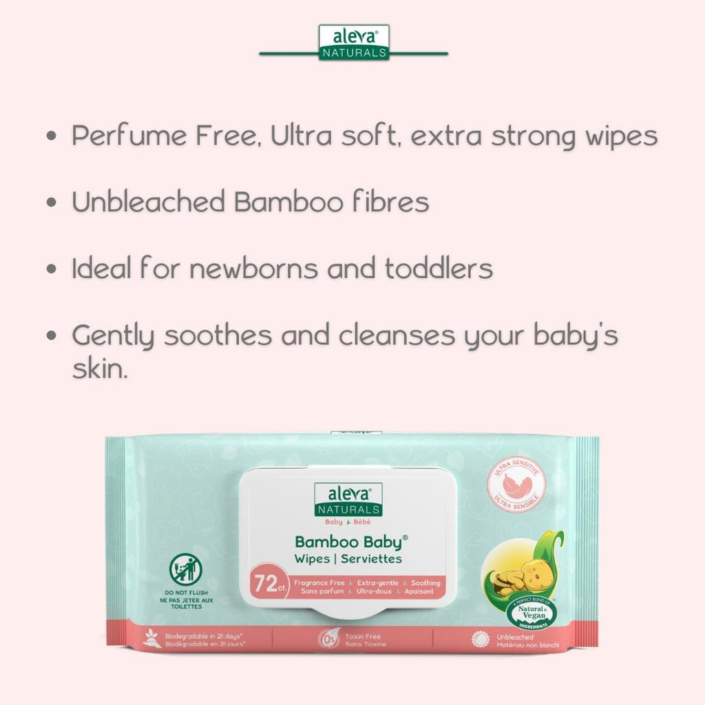 Bamboo Baby Sensitive Wipes | Unscented | Extra Strong and Ultra Soft | Natural and Organic Ingredients | Certified