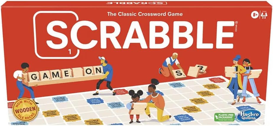 Hasbro Gaming Scrabble Board Game, Classic Word Games for Kids Ages 8 and Up, Fun Family Game for 2-4 Players, The