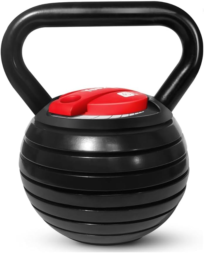 Adjustable Kettlebell Set, 20–40 LB Weight Set, Solid Cast Iron Handle with Spacer Disks & Secure Lock, Space-Saving