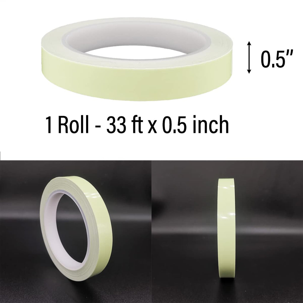 Glow in The Dark Tape, Waterproof Luminous Tape, 0.5'' x 33'