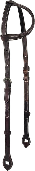 Full Grain Leather One Ear Western Horse Headstall, Brown