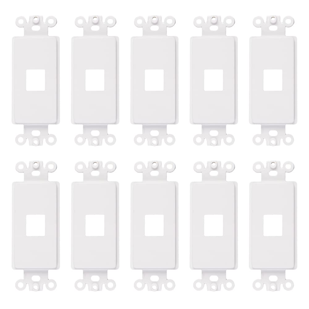 Decorative Keystone Wallplate Insert Port, 1 Port, 10 Pack White