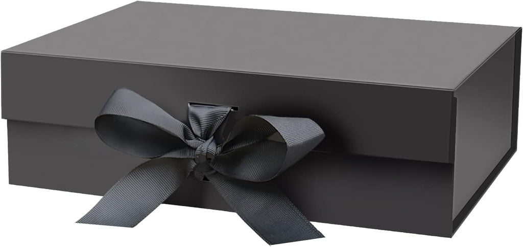 10.5"x7.5"x3.1" Black Magnetic Gift Box with Lid for Presents
