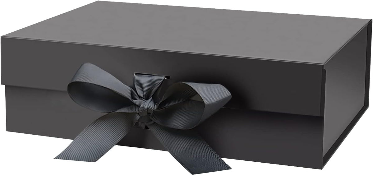 10.5"x7.5"x3.1" Black Magnetic Gift Box with Lid for Presents