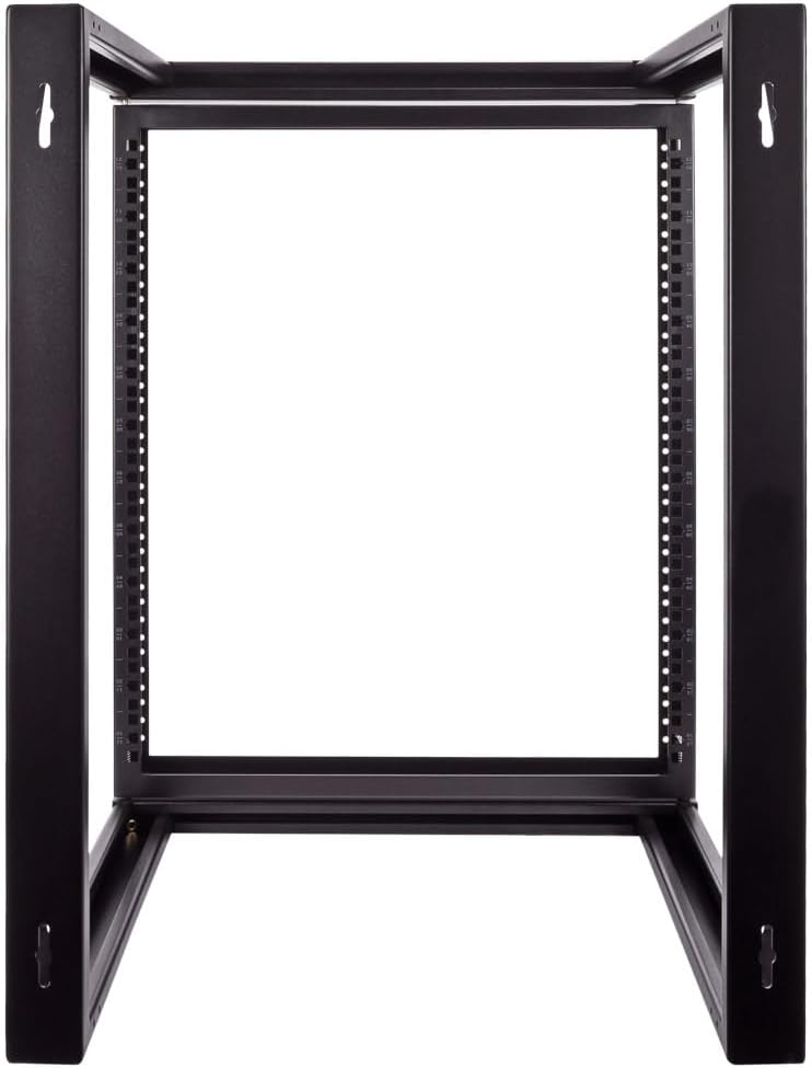 NavePoint 12U Server Rack with Swing Gate - Wall Mount Rack for 19 Inch IT Equipment Open Frame Rack – Network Rack Wall Mount for AV & Server Equipment 18” Deep Rack, Black