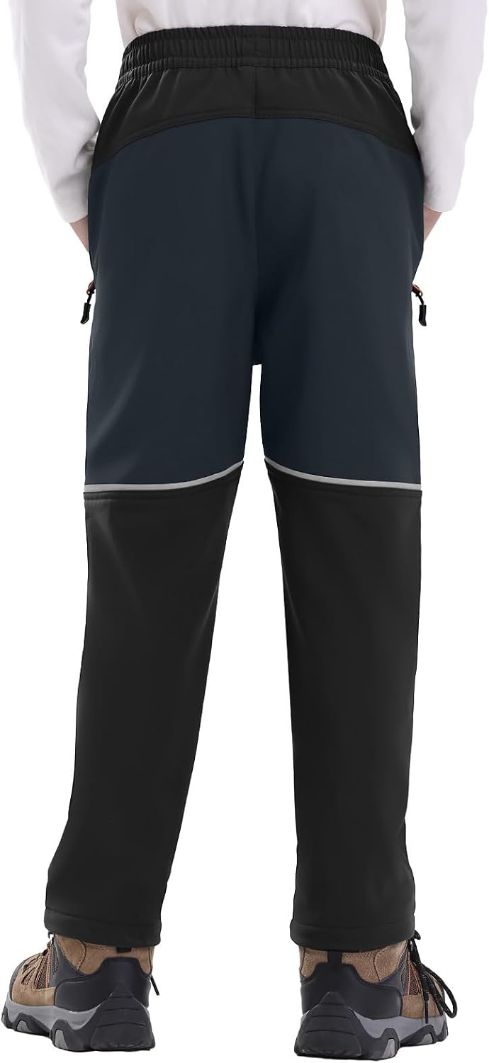 Boys Kids Snow Ski Pants Waterproof Fleece Lined Winter | Insulated, Elastic Waist, Zipper Pockets, Softshell, Warm