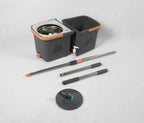 Spin Mop Bucket System with Wringer, Stainless Steel Telescopic Handle, Dual-Chamber Bucket, 2 Reusable Microfiber