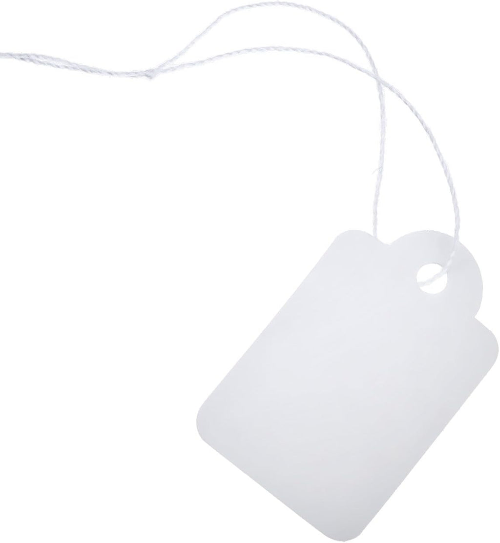 500 Pcs White Price Tags with String Attached, 1.38" x 0.87"