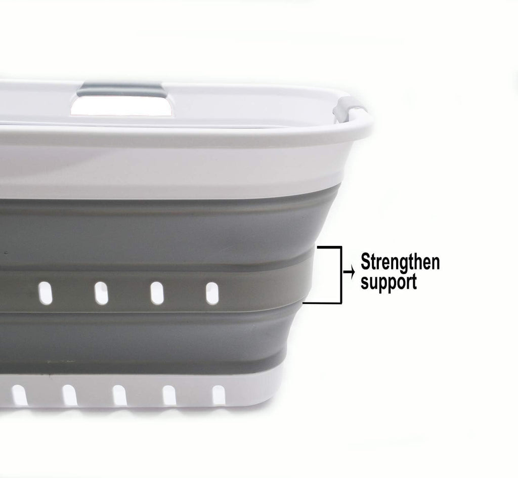 42L (11 gallon) Collapsible Plastic Laundry Basket - Foldable Pop Up Storage Container/Organizer - Space Saving
