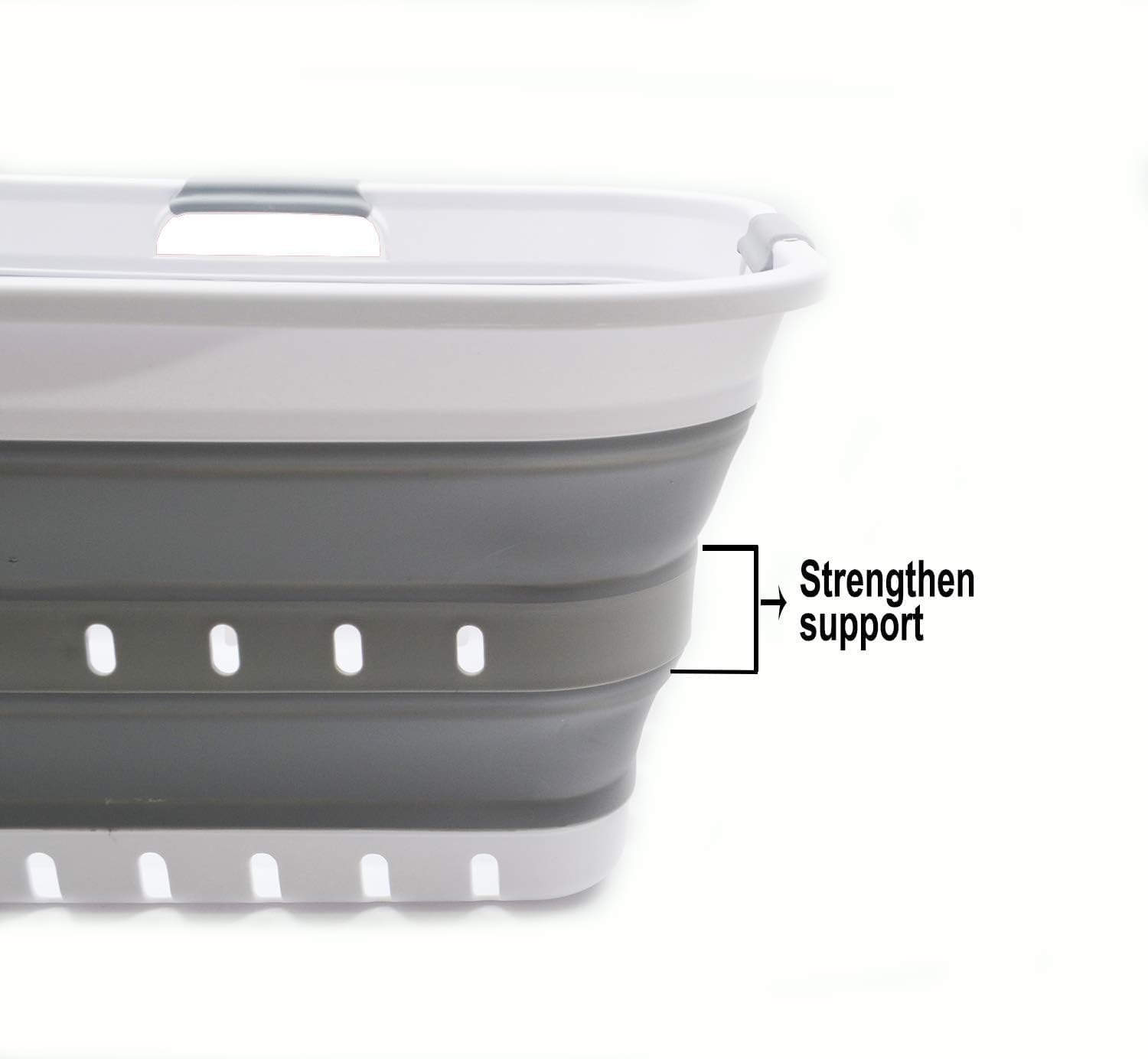 42L (11 gallon) Collapsible Plastic Laundry Basket - Foldable Pop Up Storage Container/Organizer - Space Saving