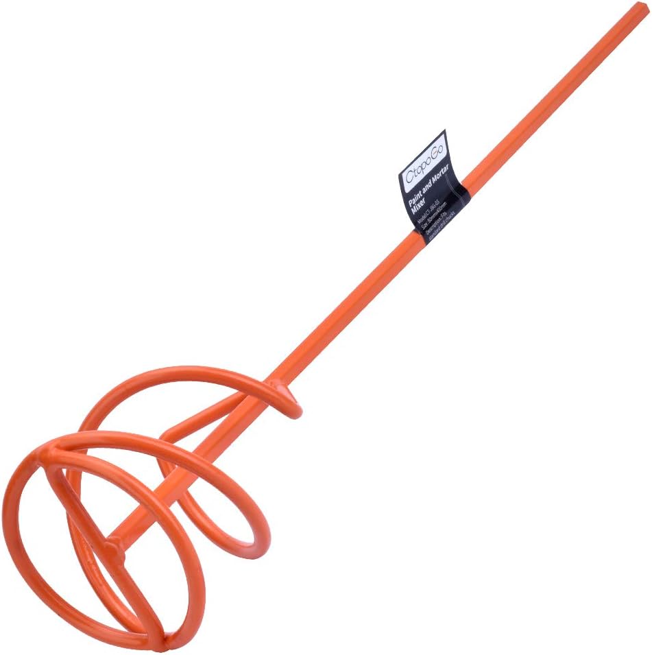 Paint & Mortar Mixer, 16" L, 3" Dia (Orange#03) | Compound, Sealer, Grout, Thinset, Plaster, Mud, Cement, Stirring