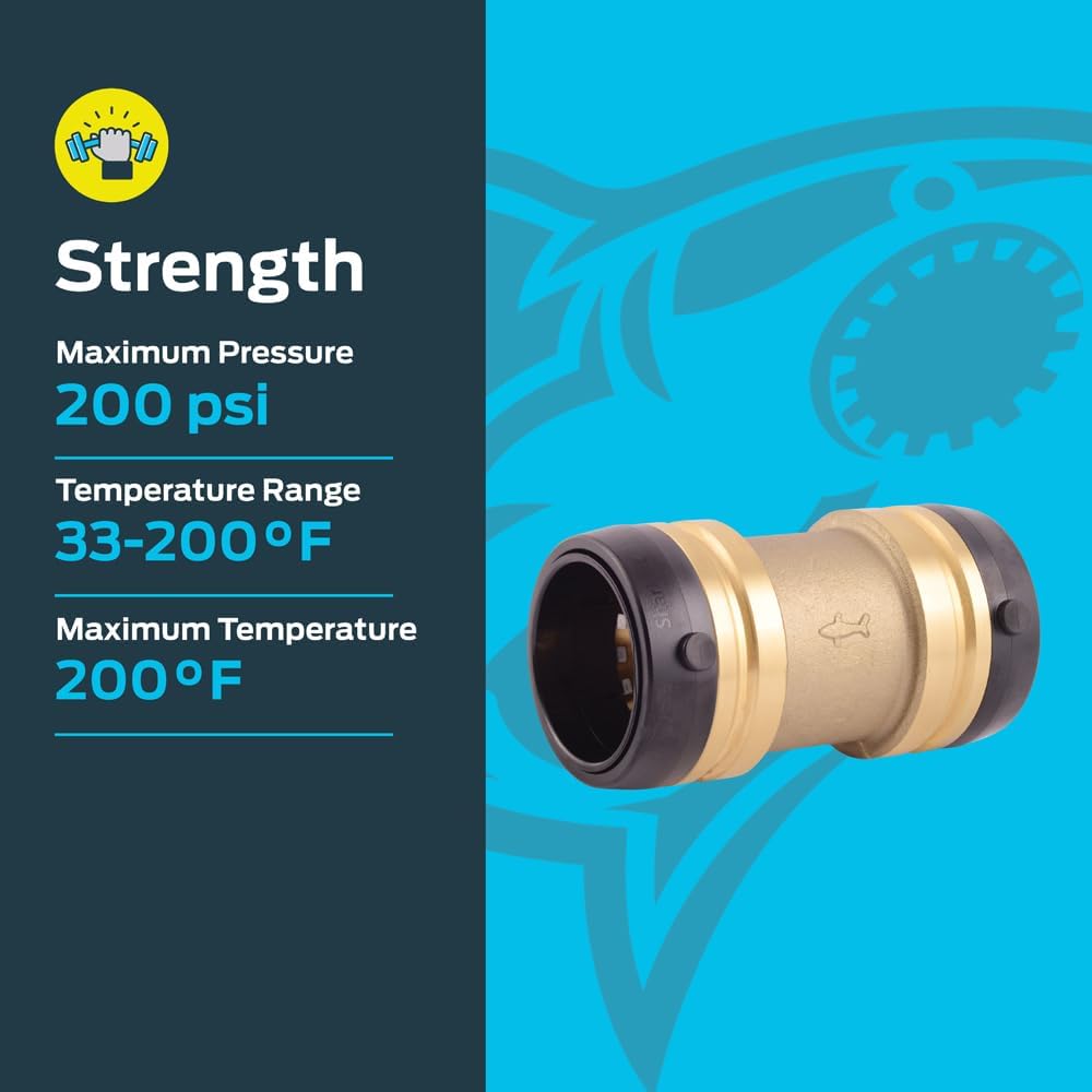 SharkBite 1-1/2 x 1-1/2 Inch Coupling, Push-to-Connect Brass Plumbing Fitting, UXL0141