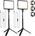 LED Photography Lighting Kit, 2-Pack 8” Portable Video Light with 29" Adjustable Tripod Stand, 2800K-6500K Dimmable