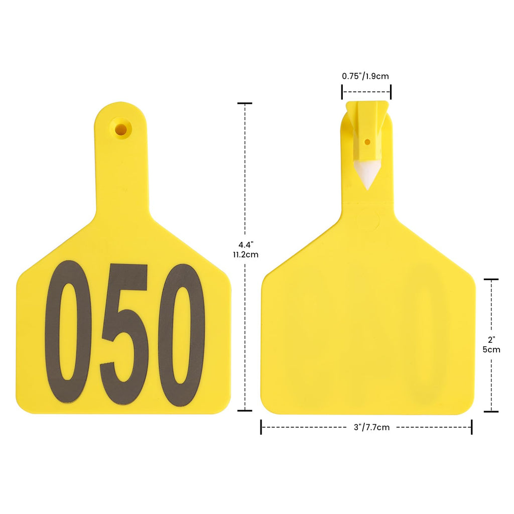 Cattle Ear Tags Numbered 50 Pcs Large Cow Tags Yellow