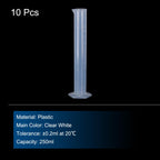Plastic Graduated Cylinder, 250ml Measuring Cylinder, Test Tube Beakers, 2-Sided Metric Marking, Clear Hex Base for