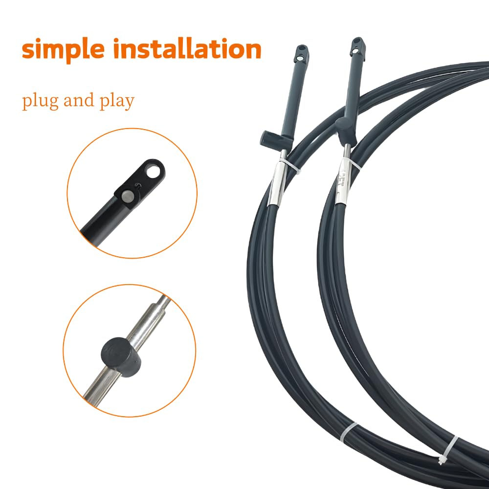 Boatcon 14FT GEN I Throttle Shift Control Cable Replace CC17914 Fits For Mercury Mariner Outboard Engine 2Pcs/Set