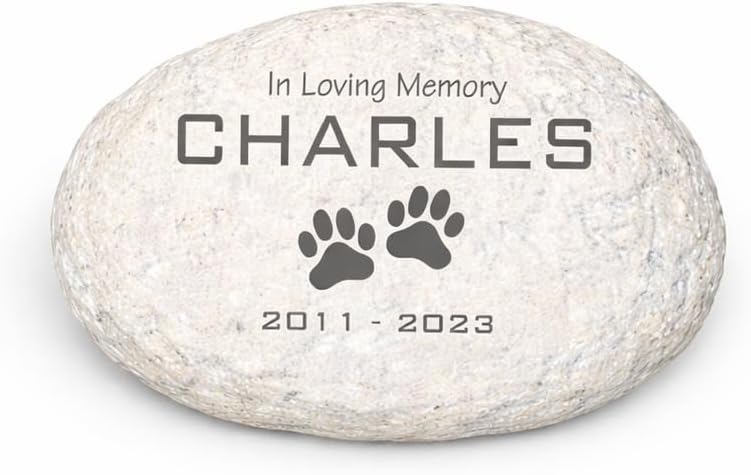 Engraved in Loving Memory Pet Memorial Garden Stone,Durable, Waterproof, Temporary Grave Marker, Dog Tombstone