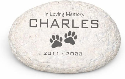 Engraved in Loving Memory Pet Memorial Garden Stone,Durable, Waterproof, Temporary Grave Marker, Dog Tombstone
