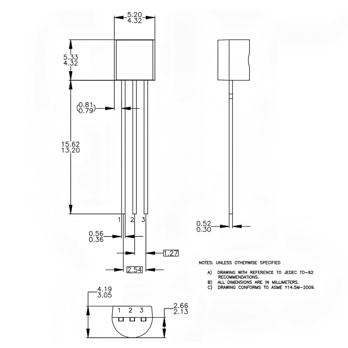 100PCS TL431A TL431ACL TL431 TO-92 Three-Terminal 2.5V~36V Regulators