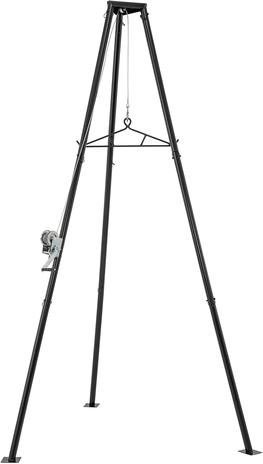 Moccha 600 LBS Tripod Game Hoist, Heavy-Duty Deer Hanger with Adjustable Gambrel & Manual Winch, Deer Hunting